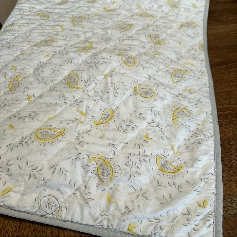 Pottery Barn Kids Lara Paisley Gray Yellow Reversible Toddler Baby Crib Quilt